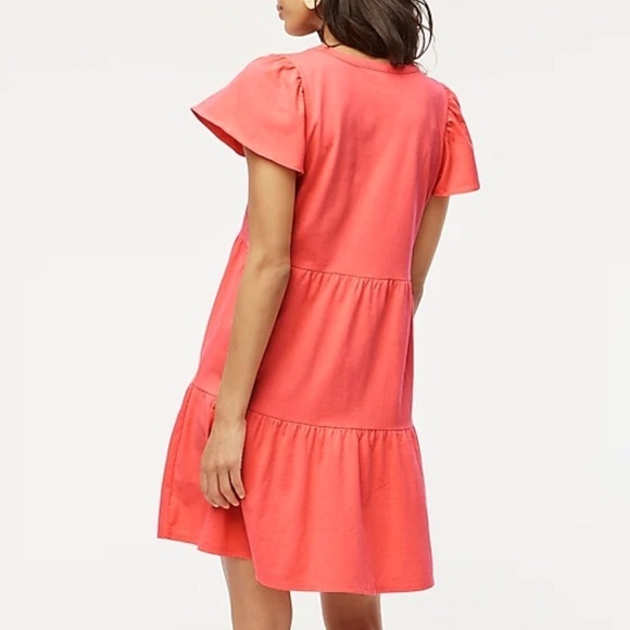 J crew dark coral Knit tiered mini dress - Picture 3 of 6